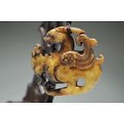 Pre-Conjure Golden Dragon In Hand Carved Antique Jade Pendant with Wristlet Pre-Conjure Golden Dragon In Hand Carved Antique Jade Pendant with Wristlet